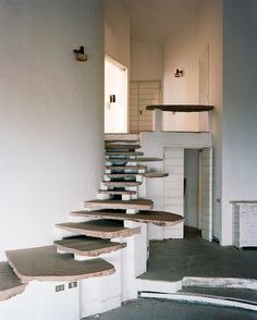 a set of stairs in an empty room