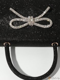 Bird in Bag - Exquisite Glitter Bowkont Embellished Purse: Top Handle Evening Bag, Chic Black Crossbody- Perfect for Wedding Parties or Special Occasions Chic Glitter Bags For Events, Elegant Embellished Evening Bag For Party Season, Elegant Embellished Bags For Party Season, Black Embellished Party Bag, Formal Sequin Bags For Party Season, Formal Sequined Bags For Party Season, Glamorous Party Bag With Rhinestones, Chic Sparkling Evening Bag For Party, Chic Glitter Evening Bag For Events