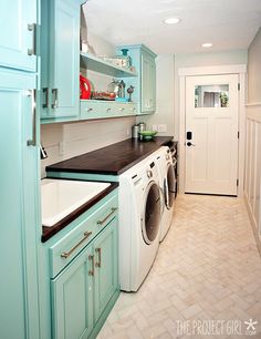 the kitchen and laundry room are clean and ready for us to use in their new home