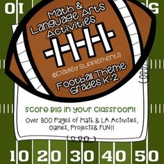 an image of a football on the field with words and numbers to match it up