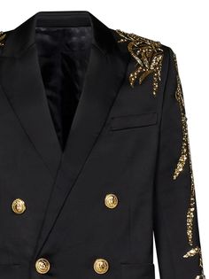 Prom Jacket, Golden Bamboo, Motif Embroidery, Balmain Blazer, Balmain Men, Balmain Paris, Peak Lapel, Blazers For Men, Couture Collection