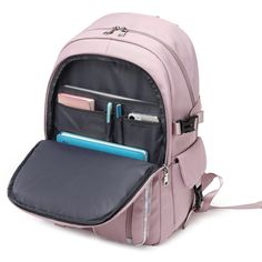 Men's Women's School Bag Bookbag Commuter Backpack School Traveling Solid Color Oxford Cloth Adjustable Large Capacity Waterproof Buttons Zipper Black Pink Purple Multifunctional Waterproof School Backpack, Functional Waterproof Bags For Students, Multifunctional School Backpack With Anti-theft Pocket, Functional Laptop Bag With Zipper For Students, Functional Backpack For Study With Zipper Closure, Functional Portable Backpack For Study, Ladies School Bag, Commuter Backpack, Backpack School