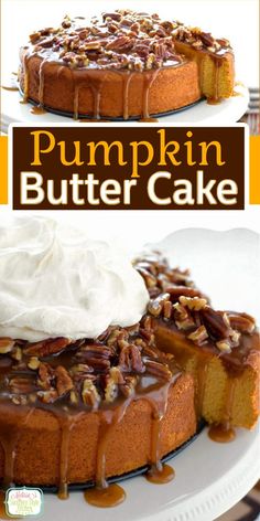 Pumpkin Spice Butter Cake Pralines Pecans, Praline Sauce, Cake Pumpkin, Desserts Thanksgiving, Sweet Whipped Cream, Pecan Praline, Spiced Butter, Seasonal Desserts, Pumpkin Desserts