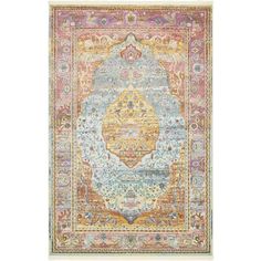 a colorful rug with an ornate design on the front and back side, in multicolors