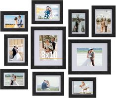 a collage of six pictures with the same couple's names and date on them