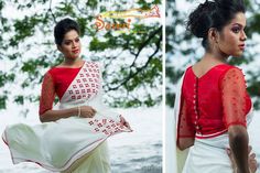 Red Saree Blouse, Blouse Designes, Salwar Design, Pattern Blouses, Mirror Work Saree, Modern Saree, Salwar Designs