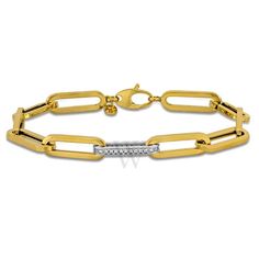 This 1/3 carat total gem weight (TGW) cubic zirconia paperclip link bracelet crafted in 14k Two Tone gold, measuring 7.5 inches in length, offers a delicate yet chic addition to any jewelry collection. The paperclip link design, combined with the sparkle of cubic zirconia, creates a modern and sophisticated look. The 14k White and Yellow gold adds a luxurious touch, making this bracelet versatile for both casual and formal occasions. It's a timeless piece that can be worn alone as a statement piece or layered with other bracelets for a trendy stacked look. Amour Ladies Bracelets. SKU: JMS011383. Color: Two-tone. Metal Type: Gold. Metal Stamp: 14k. Gem stone type: Cubic Zirconia. Stone weight: 0.28ct. Number of stones: 28. Stone shape: Round. Stone color: White. Bracelet style: Link. Chain White Bracelet, Link Design, Fine Pens, Gold Models, Cheap Gifts, Fragrance Gift Set, Crossbody Messenger Bag, Bracelet Crafts, 3 Carat