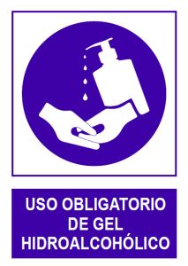 a sign that says uso obligatrio de gel hidroalcoholico