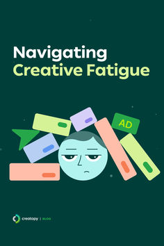 an illustration showing a tired face, overwhelmed by banner ads, a visual metaphor for an article about navigating creative fatigue Creative Burnout, Break The Cycle, Beat It, Ad Campaign, What You Can Do, Career, Key, Signs, Anime