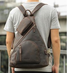 Casual Outdoor Sling Backpack with USB Charging Port Multifunctional Chest Bag Backpack With Zipper, Outdoor Leather Shoulder Backpack With Zipper, Multifunctional Crossbody Backpack With Zipper, Outdoor Leather Shoulder Backpack With Zipper Closure, Multifunctional Shoulder Backpack With Zipper, Multifunctional Crossbody Backpack With Zipper Closure, Leather-lined Shoulder Bag Backpack For Travel, Casual Leather Shoulder Backpack For On-the-go, Leather Backpack With Adjustable Strap For On-the-go