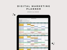 the digital marketing planner is displayed on an ipad