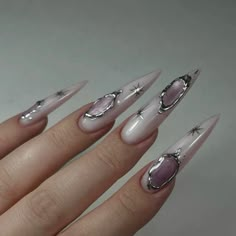 Acrylic Nails Coffin Ombre, Concert Nails, Long Nail Art, Wow Nails, Daisy Nails, Goth Nails, Grunge Nails, Simple Gel Nails