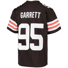 When Myles Garrett is on the field, opposing teams take notice, so help your youngster show some love for one of the top players in the NFL with this exclusive Cleveland Browns Game jersey from Nike. Complete with mesh panels for extra breathability, this jersey replicates the authentic one that Myles Garrett wears every Sunday, giving your young fan the perfect piece of gear for every Cleveland Browns game this season. Imported Heat-sealed graphics Material: 100% Polyester Brand: Nike Short sle Football Season Sports Jersey With Letter Print, Nike Team Spirit Jersey For Sports Events, Nike Football Season Jersey With Team Name, Nike Football Season Jersey With Team Logo, Nike Jersey With Team Name For Football Season, Nike Football Season Jersey, Nike Football Season Sports Jersey, Nike Sporty Jersey For Game Day, Nike Jersey With Team Name For Sports