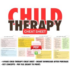 Child Therapy Cheat Sheet - A Must-Have Digital Download for Therapists and Counselors Streamline your child therapy sessions with our Child Therapy Cheat Sheet, a professionally designed digital PDF packed with essential resources to guide your work with children. Perfect for therapists, school counselors, and mental health professionals, this cheat sheet provides an easy-to-use template to organize and optimize your sessions, helping you focus on what matters most--supporting the well-being of kids. What's Included? Our Child Therapy Cheat Sheet offers clear, concise, and practical tools that are ideal for various therapy settings: Session organization templates tailored for children Key questions and strategies for effective therapy Tips for building trust and rapport with young clients Therapy Sheets, Therapy Cheat Sheet, Kids Therapy, Organization Templates, Child Therapy, Building Trust, Therapy Resources, Focus On What Matters, School Counselor