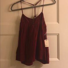 New With Tags Chic Burgundy Tops For Summer, Chic Burgundy Summer Tops, Casual Burgundy Tops For Day Out, Barbies Closet, Country Style Outfits, Red Tank Top, Boho Clothes, Linen Tank Top, Linen Tank