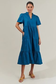 Amayah Tiered Midi Dress – Sugarlips Tiered Midi Dress Pattern, Tiered Dress Pattern, Midi Dress Pattern, Ruffle Bottom Dress, Darling Dress, Tiered Midi Dress, Red And Teal, Jumpsuit Shorts Rompers, Tiered Maxi Dress