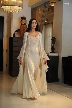 Silk Nightwear Romantic, Bridal Nightwear, Nightwear Dress, Silk Nightwear, Sleepwear Fashion, White Gown, Satin Lingerie, Night Dress For Women, Lingerie Outfits