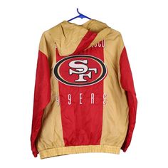 Description:Vintage The San Francisco 49ers red Nfl jacket, fits medium.GENDER: mens CONDITION: good - mark on the front as pointed out.STYLE: jacketERA: 1990sCOLOUR: redFABRIC: polyester Jacket Fits, Wholesale Shoes, San Francisco 49ers, Beauty Bag, Cardigan Coat, Active Wear Tops, Board Shorts, Denim Pants