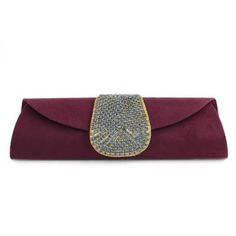 From Vipin in India this elegant clutch is petite and chic. It is crafted of polyester suede and the flap closure is embellished with beadwork and blue rhinestones. Inside a pocket keeps small items at hand. Burgundy Rectangular Evening Clutch, Burgundy Rectangular Clutch For Evening, Rectangular Burgundy Evening Clutch, Elegant Clutch, Embellished Clutch, Buy Bead, Beaded Handbag, Jeans Bag, Beaded Clutch