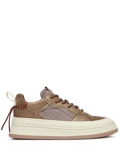 brown suede panelled design logo patch at the tongue front lace-up fastening perforated toebox rear tie fastening pull-tab at the heel round toe branded insole flat rubber sole Suede Lace-up Platform Sneakers, Leather High-top Sneakers With Lace-up Fastening, Leather High-top Lace-up Sneakers, Brown High-top Lace-up Shoes With Contrast Sole, Casual Suede Platform Sneakers With Laces, Brown Lace-up Platform Sneakers For Streetwear, Brown Suede Lace-up Custom Sneakers, Brown Platform Sneakers With Contrast Sole And Round Toe, High-top Suede Lace-up Shoes With Rubber Sole