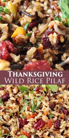 thanksgiving wild rice pilaf with cranberries and spinach