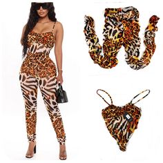 Nwt Fashion Nova Bringing Out The Wild Side Pant Set L- Will Fit M Too. Orange/Combo. Animal Print Pant Set - Stretchy Mesh Bodysuit Spaghetti Strap High Cut Detail High Waist Legging Ruched Detail Stretch Disclaimer: Print Placement Will Vary Final Sale 96% Polyester 4% Spandex Fitted Yellow Pants For Vacation, Yellow Fitted Vacation Sets, Casual Yellow Sets For Party, Trendy Yellow Stretch Jumpsuits And Rompers, Trendy Stretch Yellow Jumpsuits And Rompers, Yellow Stretch Jumpsuit For Beach, Yellow Stretch Jumpsuit For Night Out, Yellow Jumpsuits And Rompers For Night Out, Fitted Yellow Jumpsuits And Rompers