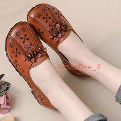 Handmade Retro Ethnic Sandals Cowhide Leather Loafers Women Hollowed Out Shoes  | eBay Summer Brown Leather Slip-on Shoes, Brown Spring Loafers With Round Toe, Brown Loafers With Round Toe, Brown Flat Loafers For Spring, Spring Brown Loafers With Round Toe, Brown Spring Loafers, Spring Brown Flat Loafers, Spring Brown Loafers, Brown Flat Leather Shoes For Summer