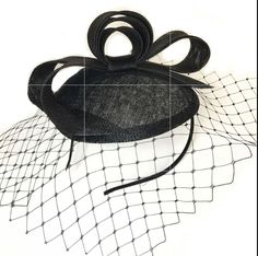 Black Fascinator with Bow&Veil Derby Tea Party Hat Sinamay fascinator hat crated using high-quality handwoven sinamay fiber which is so lightweight, breathable. Headband inside for a better posture. Available in black color. *One size; *Black headband holder; *Sinamay fabric; *Available in black color; Safe & Quick delivery Shipping directly from workshop in the heart of Florida all over the US and Worldwide. Highest level of attention to packaging, short delivery time. Everything is sen Curved Brim Mini Hat With Bow For Party, Adjustable Party Hat With Bow, Curved Brim Bow Fascinator For Party, Party Fascinator With Curved Brim And Bow, Party Fascinator With Bow And Curved Brim, Party Fascinator Hat With Bow, Kentucky Derby Black Hat With Bow, Adjustable Bow Fascinator For Party, Adjustable Party Fascinator With Bow