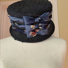 Authentic Mon Cheri Luxury Fashion Women's Hat Color Black Straw.Brand New With A Tag. Circumference 22.3/4” Vintage Black Mini Hat For Spring, Vintage Black Mini Hats For Summer, Chic Fitted Bucket Sun Hat, Chic Fitted Bucket Hat, Vintage Black Bucket Hat, Vintage Black Hat For Spring, Vintage Black Brimmed Sun Hat, Black Wide Brim Boater Hat - One Size, Vintage Black Hat One Size