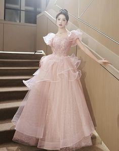 Laceup Dress, Pink Formal Dress, Deb Dresses, Pink Formal Dresses, Evening Dresses With Sleeves, Princess Ball Gowns, Pink Gowns, Pretty Prom Dresses, Pink Prom Dresses