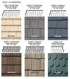 the different types of shingles and roofing options for houses in various styles, colors and