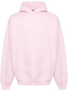 light pink cotton jersey texture slouchy hood drop shoulder long sleeves embroidered logo at the chest front pouch pocket ribbed cuffs and hem French terry lining When buying this unisex item, keep in mind that it is graded in standard men's sizing. We've partnered with Good On You — an independent agency that rates how brands perform in relation to their impact on the planet, people and animals, with a multi-criteria rating simplified to a five points scale. In order to be awarded our conscious label, larger brands need to score a minimum of four out of five ('Good'), while smaller brands must score at least three out of five ('It's A Start'). This item comes from a brand rated three out of five ('It's A Start') by Good on You at the time it was added on FARFETCH. Please note, this is a b Pink Hoodie With Ribbed Cuffs For Loungewear, Spring Drop Shoulder Hoodie With Drawstring Hood, Spring Drawstring Hood Drop Shoulder Sweatshirt, Sporty Spring Hoodie With Drop Shoulder, Casual Pink Hoodie With Embroidered Logo, Spring Hooded Sweatshirt With Embroidered Logo, Spring Streetwear Hoodie With Embroidered Logo, Sporty Hoodie With Embroidered Logo For Spring, Pink Hooded Sweatshirt With Embroidered Logo