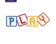 the word play spelled with blocks in different colors