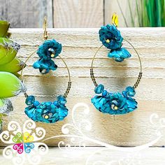 Handmade Flower Drop Earrings For Summer, Adjustable Wrap Earrings For Summer Gifts, Handmade Flower Earrings For Beach In Summer, Gold Earrings With Handmade Flowers For Summer, Bohemian Flower Earrings For Summer Beach, Green Flower-shaped Earrings For Beach, Handmade Flower Earrings In Gold For Summer, Handmade Flower Earrings For Beach, Handmade Turquoise Hoop Earrings For Beach