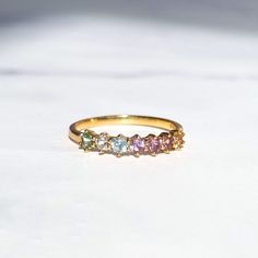 Pastel Rainbow Gemstone Ring in Sterling Silver & Gold Vermeil Engagement Promise Ring, Anniversary, Birthday Gift for Her Wife Girlfriend - Etsy Rainbow Ring, Designer Profile, Rainbow Rings, Rainbow Gemstones, Precious Gemstones Jewelry, Jewellery Designer, Elle Magazine, Valentines Gifts For Her, Vogue Magazine