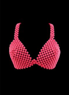 Pearl bra top in white and pink colors. Pink Triangle Top With Built-in Bra, Pink Party Top With Built-in Bra, Pink Crop Top With Removable Bra Pads For Summer, Pink Party Bra For Summer, Summer Party Pink Bra, Pink Seamless Triangle Bra, Pink Seamless Triangle Top, Pearl Bra, Beaded Clothing