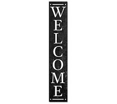 a black and white sign that says welcome