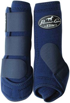 a pair of blue equestrian boots with straps