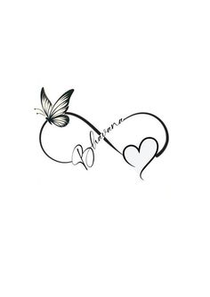 the word love is written in black and white with a butterfly on top of it