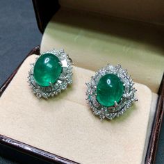 "ENJOY OUR WORRY-FREE SERVICE AND THE DAZZLING, GENUINE JEWELRY WE DESIGN AND HANDCRAFT WITH LOVE❤️ ABOUT THE ITEM: One-of-a-kind, handcrafted 19.66TCW, HUGE EMERALDS surrounded by white, colourless E/VS, natural, sparkling diamonds. Set in handmade, specially designed 18K solid white gold earrings. These earrings have been customary designed by our own designer, and were meticulously handcrafted and hand-set with LARGE, SPARKLING diamonds. The design has been inspired by vintage art jewelry. Emerald Diamond Earrings For Formal Events, Formal Emerald Diamond Earrings, Emerald Diamond Earrings For Formal Occasions, Luxury Round Emerald Diamond Earrings, Elegant Emerald Diamond Earrings In White Gold, Elegant White Gold Diamond Earrings With Emerald, Elegant White Gold Emerald Diamond Earrings, Elegant Emerald Diamond Earrings, Fine Jewelry Emerald Diamond Earrings