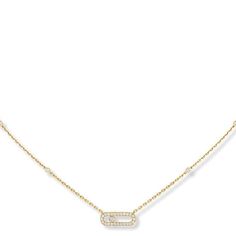 Yellow Gold Diamond Pavé Necklace - Gunderson's Jewelers Luxury White Gold Diamond Necklace With Clavicle Chain, Luxury White Diamond Necklace With Clavicle Chain, Luxury White Diamond Clavicle Necklace, Luxury Diamond White Necklace With Clavicle Chain, Luxury Diamond Pendant Necklace With Pave Setting, Luxury Diamond White Necklace With Pave Setting, Luxury Diamond Chain Necklace With Single Cut Diamonds, Luxury Chain Necklace With Single Cut Diamonds, Luxury Diamond White Diamond Chain Necklace