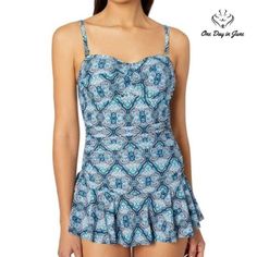 Chaps Skirted Bandeau Mio One Piece Swimsuit Color: Blue Condition: Nwt Brand: Chaps Size: 16w Material: Polyester/Spandex 4782 Bandeau Skirt, Blue Bathing Suit, Bathing Suits One Piece, Skirted Swimsuit, Swimming Bathing Suits, Halter One Piece Swimsuit, Women's Chaps, Black One Piece Swimsuit, Tankini Swim Tops