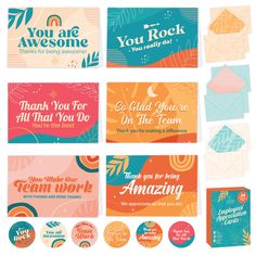 several different business cards with the words thank you for all that you do