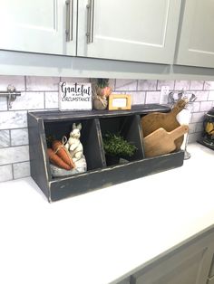 the kitchen counter is clean and ready to be used as a storage unit for vegetables