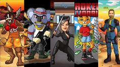 cartoon characters are featured in this series of animated scenes from the video game rock'n'roll