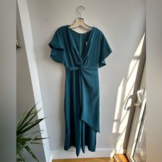 Zara Blue Green Cross Ruffled Wide Leg Jumpsuit. New With Tags. Blue Short Sleeve Jumpsuits And Rompers For Night Out, Elegant Blue Zara Jumpsuits And Rompers, Blue Short Sleeve Jumpsuit For Night Out, Palazzo Jumpsuit, Satin Jumpsuit, Belted Romper, Zara Jumpsuit, Green Wrap, Bow Detail Dress