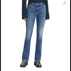 Frame Le Mini Boot Mid-Rise Boot Cut Denim Jeans Toledo Size 30 - Nwt This Mid-Rise, Boot-Cut Fit Features A Contour Waistband For Comfort And A Close Fit Through The Seat And Thighs Le Mini Boot's Kick Flare Starts At The Knee And Finishes With A Clean Full-Length Hem Toldeo Is A Medium-Blue Wash Cut From Premium Super Stretch Denim Features Subtle Fading At The Hip Crease And Thighs And Some Distressing Mid-Rise Fit, Super Stretch Denim Fits True To Size Fabric And Care: 77% Cotton 18.5% Modal Denim Fits, Kick Flares, Boot Cut Denim, Frame Denim, Jeans Denim, Medium Blue, Jeans And Boots, Stretch Denim, Boot Cut