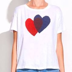 Sundry Heart Graphic Cotton Modal T-Shirt Tee In White Crew Pal5900 Casual Blue T-shirt With Heart Graphic, Short Sleeve Tops With Heart Graphic, Blue Heart Print Top For Summer, Blue Cotton Tops With Heart Graphic, Casual White Top With Heart Graphic, White Short Sleeve T-shirt With Heart Print, Casual White Tops With Heart Graphic, Blue Crew Neck Top With Heart Graphic, Blue Crew Neck Tops With Heart Graphic