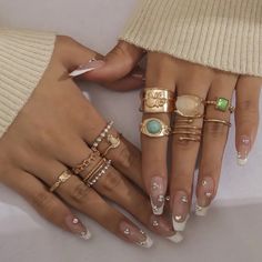 * Material -> Alloy Free Gift W/ Every Purchase >>Offer Friendly Closet<< >{ All Fair Values Accepted }< Pine Jewelry, Fashion Ring Set, Dope Jewelry Accessories, Mixed Metal Jewelry, Gold Rings Jewelry, Chunky Jewelry, Dope Jewelry, Jewelry Essentials, Stacked Jewelry