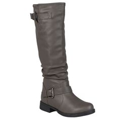 A cool look that's sure to get you noticed! These boots feature a mid-calf height with subtle slouchy detail. A round toe with modern silver-tone buckle accents completes this must-have pair. Choose from black, brown or tan, each great for wearing with your favorite leggings! Trendy Fall Knee-high Boots With Buckle Closure, Wide Calf Fall Boots With Buckle Closure, Wide Calf Mid-calf Boots With Buckle Closure For Winter, Wide Calf Buckle Mid-calf Boots For Winter, Wide Calf Mid-calf Boots With Buckle For Fall, Chic Fall Mid-calf Boots With Buckle Closure, Fall Mid-calf Boots With Buckle Closure, Fitted Moto Boots With Buckle Closure For Fall, Faux Fur Fashion